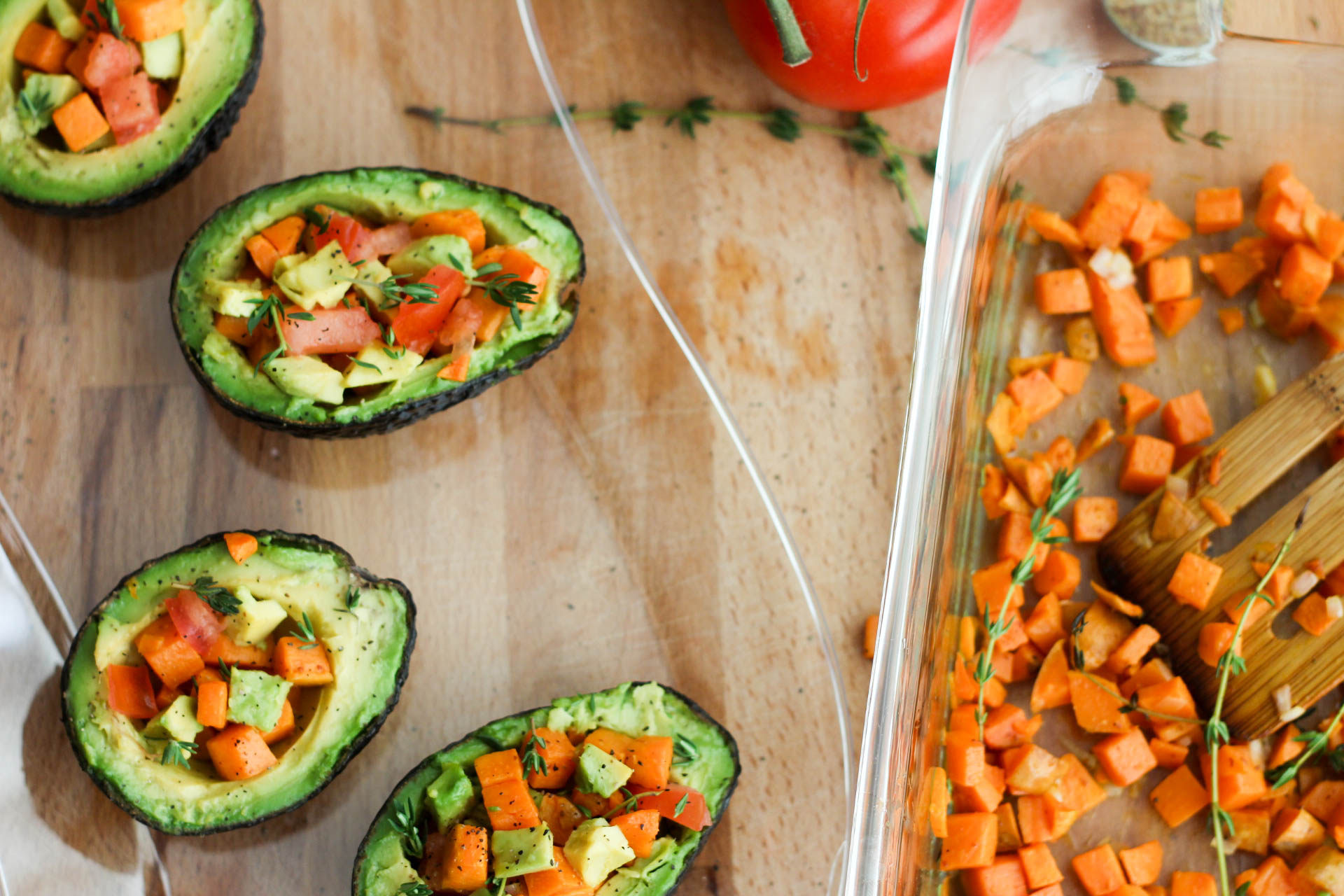  Avocado & Roasted Sweet Potato Salad Cups 