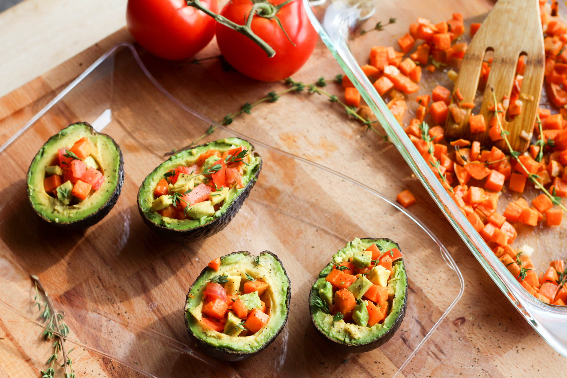  Avocado & Roasted Sweet Potato Salad Cups 