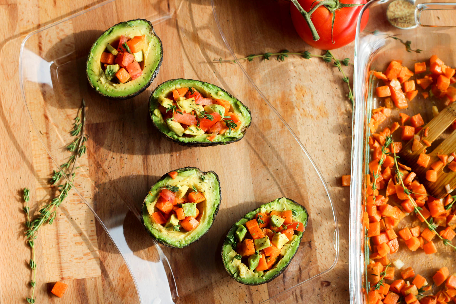 Avocado & Roasted Sweet Potato Salad Cups