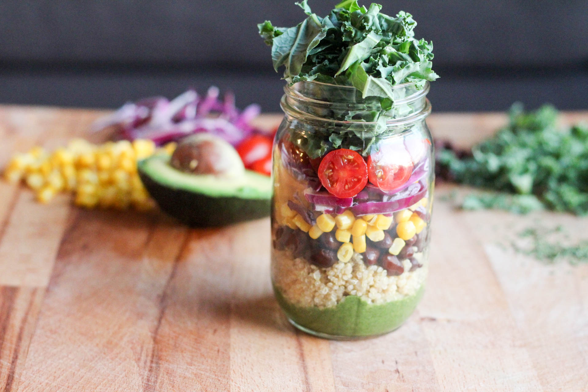 Southwestern Avocado Quinoa Mason Jar Salad