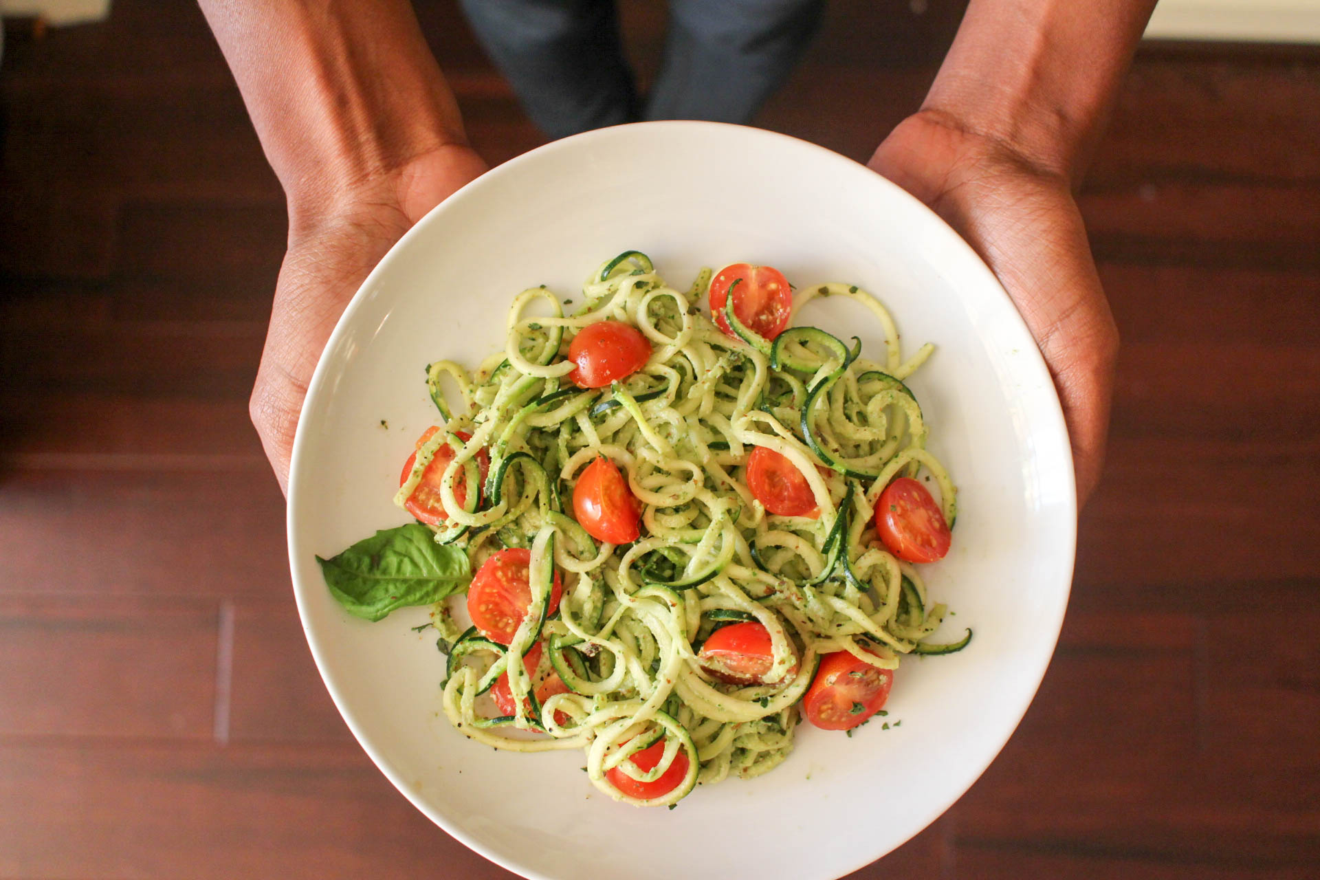 Zucchini Spaghetti with Pesto Sauce