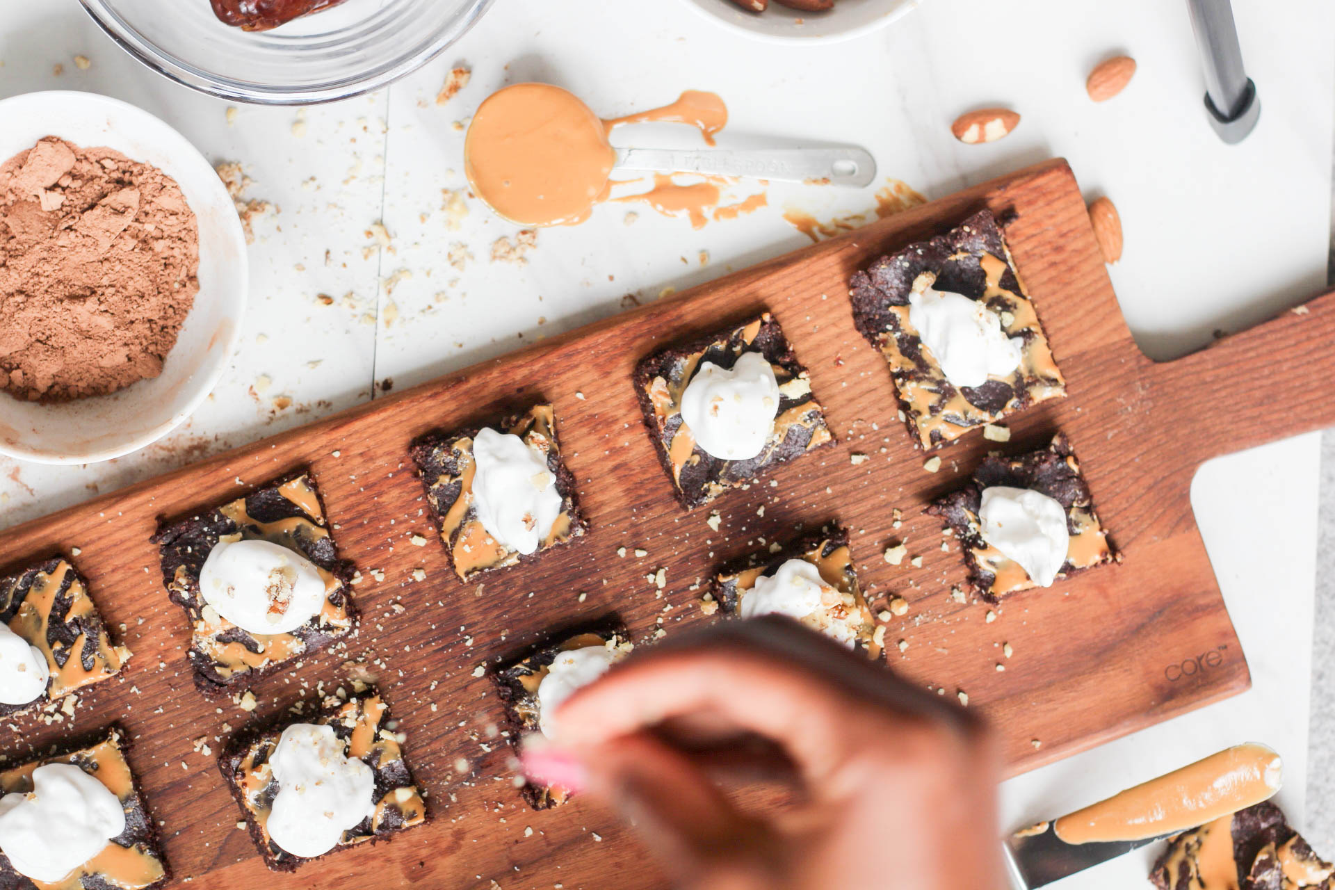 No Bake Peanut Butter Brownies - Sprinkle with nuts